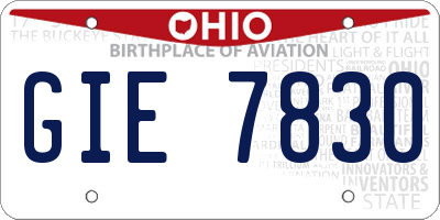 OH license plate GIE7830