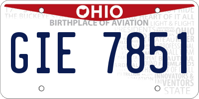 OH license plate GIE7851