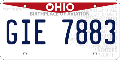 OH license plate GIE7883