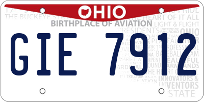 OH license plate GIE7912