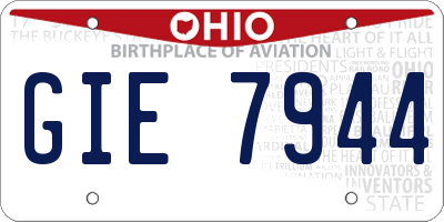 OH license plate GIE7944