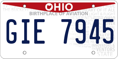 OH license plate GIE7945