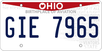 OH license plate GIE7965