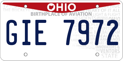 OH license plate GIE7972