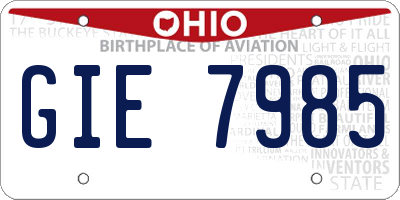 OH license plate GIE7985