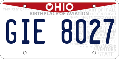 OH license plate GIE8027