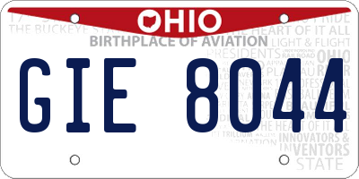 OH license plate GIE8044