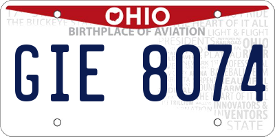 OH license plate GIE8074