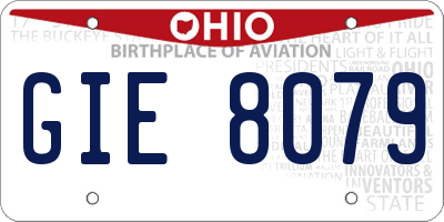 OH license plate GIE8079