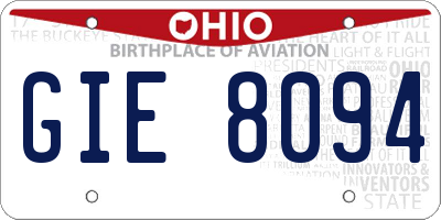 OH license plate GIE8094