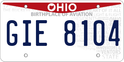 OH license plate GIE8104