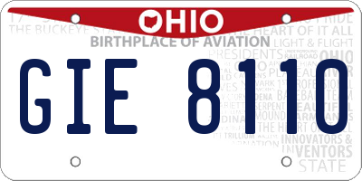 OH license plate GIE8110