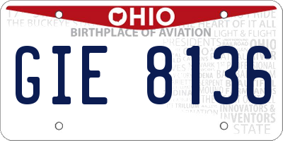 OH license plate GIE8136