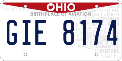 OH license plate GIE8174