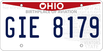 OH license plate GIE8179