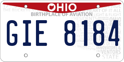 OH license plate GIE8184