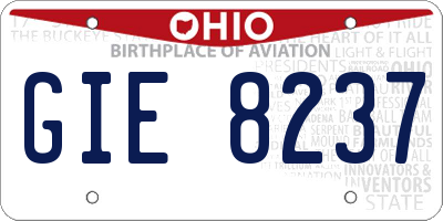 OH license plate GIE8237