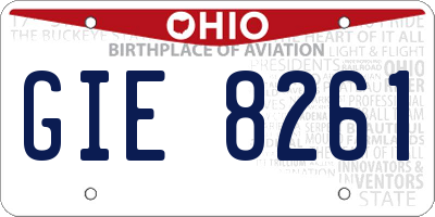 OH license plate GIE8261