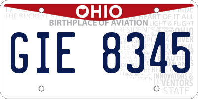 OH license plate GIE8345