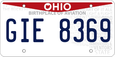 OH license plate GIE8369