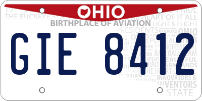 OH license plate GIE8412