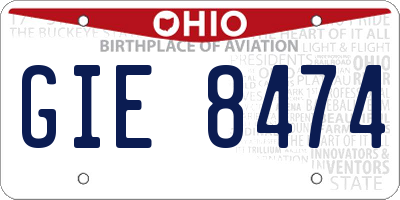 OH license plate GIE8474