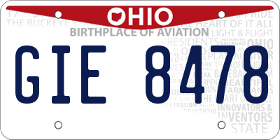 OH license plate GIE8478