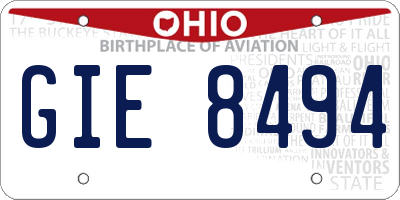 OH license plate GIE8494