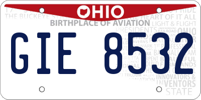 OH license plate GIE8532