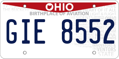 OH license plate GIE8552