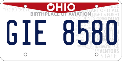 OH license plate GIE8580