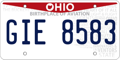 OH license plate GIE8583