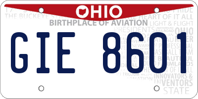 OH license plate GIE8601