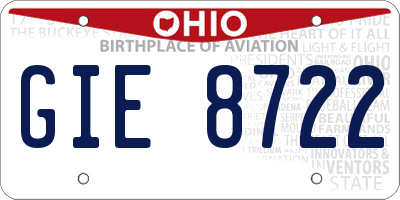 OH license plate GIE8722
