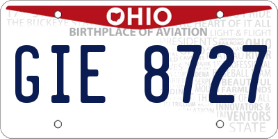 OH license plate GIE8727
