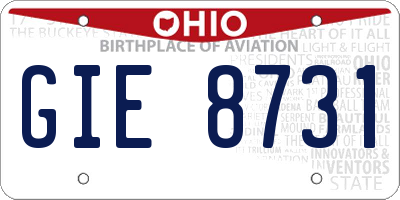 OH license plate GIE8731