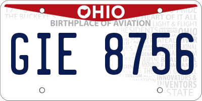 OH license plate GIE8756