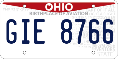 OH license plate GIE8766