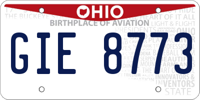 OH license plate GIE8773