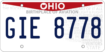 OH license plate GIE8778