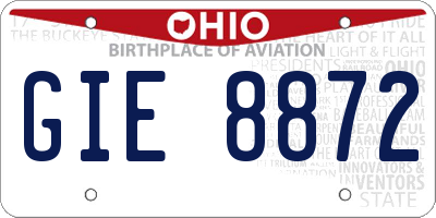OH license plate GIE8872