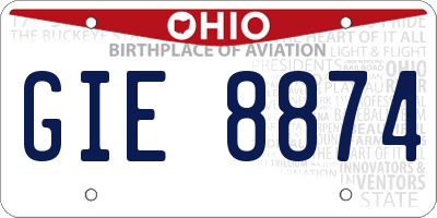 OH license plate GIE8874