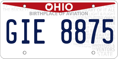 OH license plate GIE8875