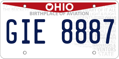 OH license plate GIE8887