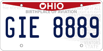 OH license plate GIE8889