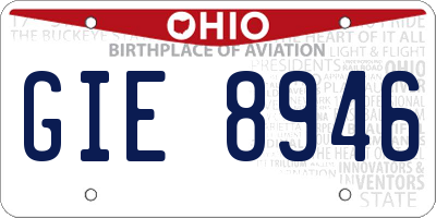 OH license plate GIE8946
