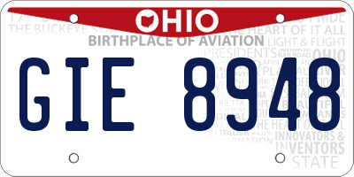 OH license plate GIE8948