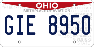 OH license plate GIE8950