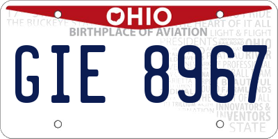 OH license plate GIE8967
