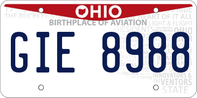 OH license plate GIE8988